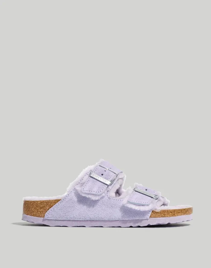 Women Sandals Madewell Birkenstock Suede Arizona Sandals In Shearling Purple Fog Suede