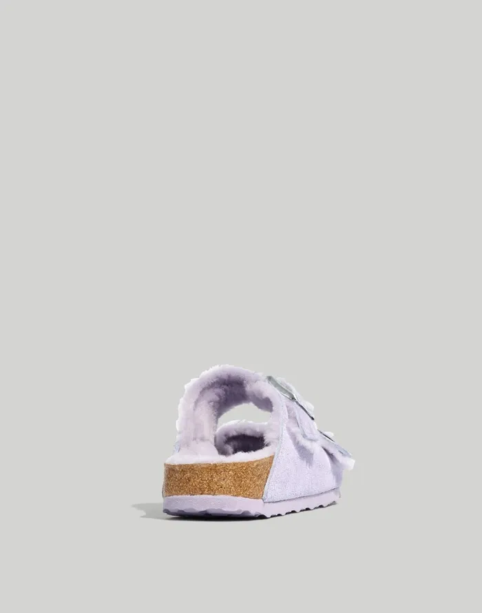 Women Sandals Madewell Birkenstock Suede Arizona Sandals In Shearling Purple Fog Suede