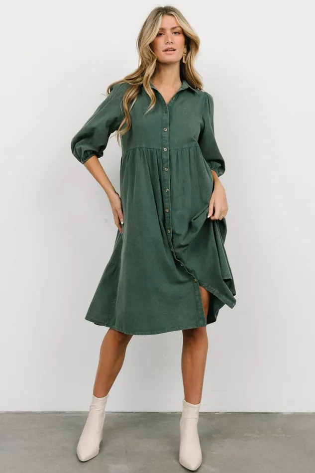 Women Sari Babydoll Dress Green Baltic Born Short Dresses