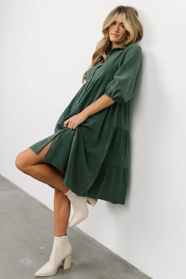 Women Sari Babydoll Dress Green Baltic Born Short Dresses Women Sari Babydoll Dress Green Baltic Born Short Dresses