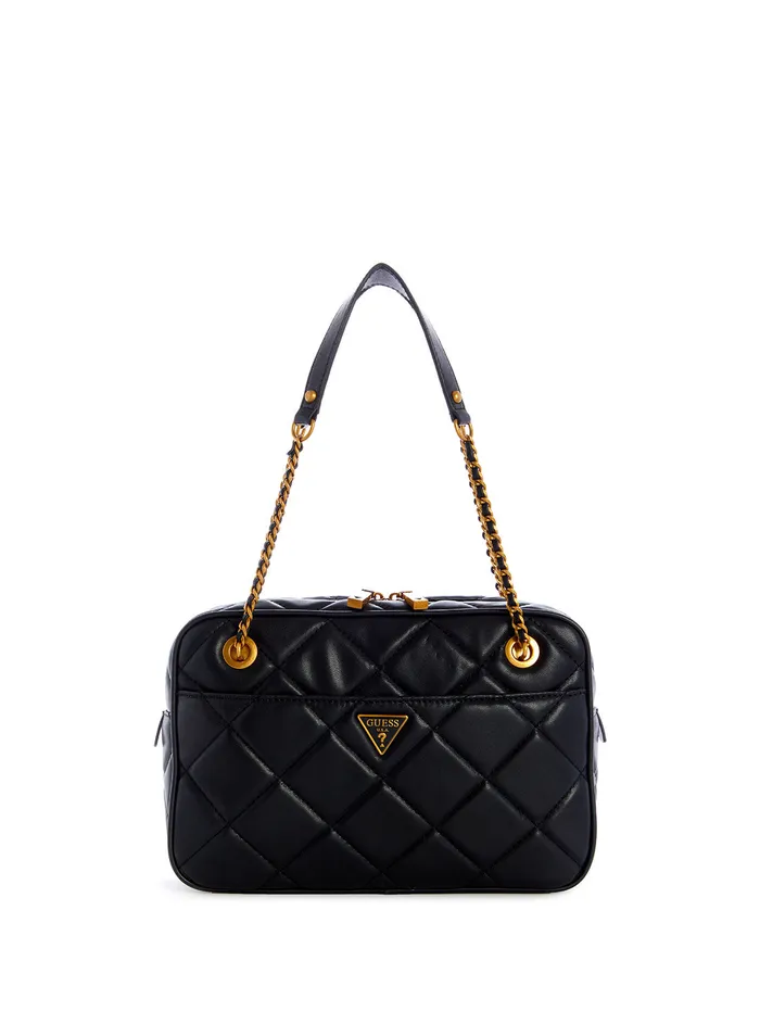 Women Satchel GUESS Black Cessily Shoulder Bag