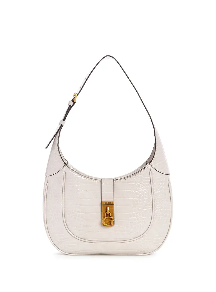 Women Satchel GUESS Cream Logo Maimie Hobo Bag