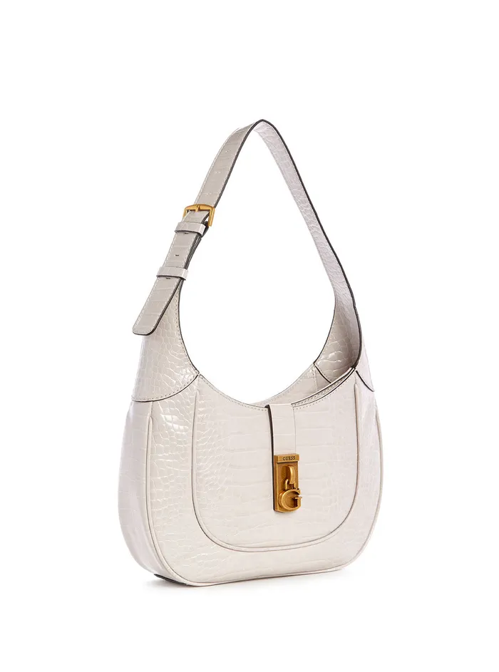 Women Satchel GUESS Cream Logo Maimie Hobo Bag