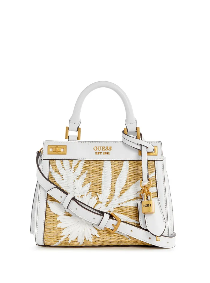 Women Satchel GUESS White Floral Katey Mini Satchel Bag