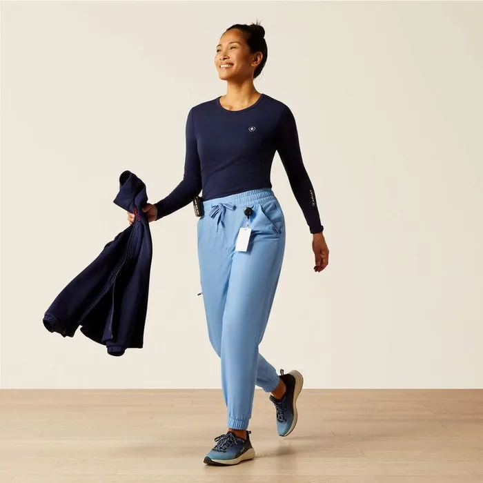 Women Scrubs Ariat Blackwell Cargo Stretch Jogger Scrub Pant Light Blue Heather