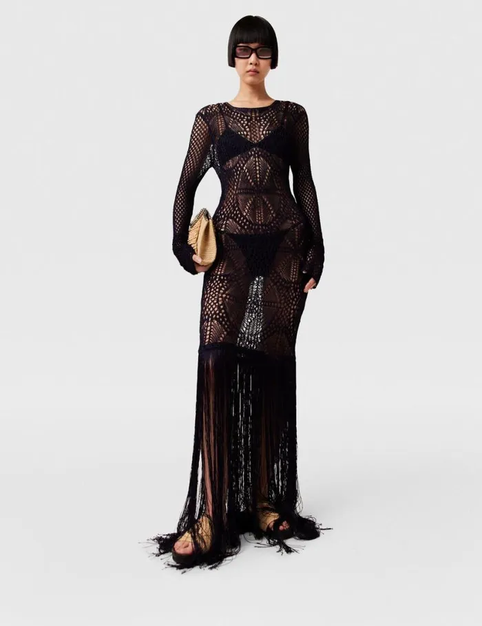 Women Seashell Crochet Maxi Dress Navy Stella McCartney Dresses