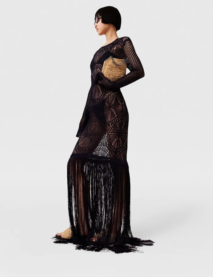 Women Seashell Crochet Maxi Dress Navy Stella McCartney Dresses