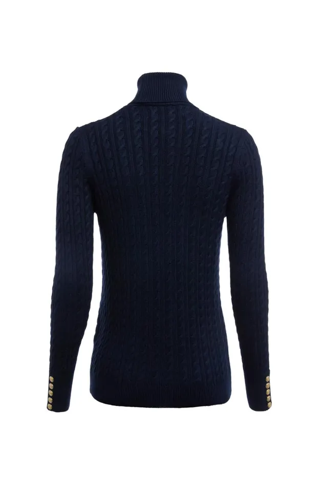 Women Seattle Roll Neck Cable Knit Ink Navy Holland Cooper Knitwear Women Seattle Roll Neck Cable Knit Ink Navy Holland Cooper Knitwear