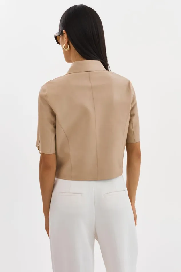 Women SEVANA Reversible Leather Jacket Wheatgold LAMARQUE Short Sleeve Jackets