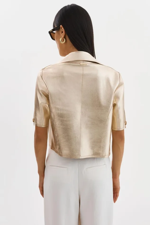 Women SEVANA Reversible Leather Jacket Wheatgold LAMARQUE Short Sleeve Jackets