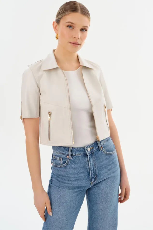 Women SEVANA Reversible Leather Jacket Winter Whitegold LAMARQUE Leather Jackets