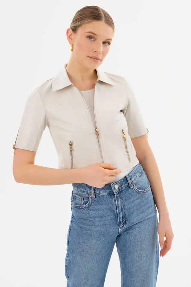 Women SEVANA Reversible Leather Jacket Winter Whitegold LAMARQUE Leather Jackets
