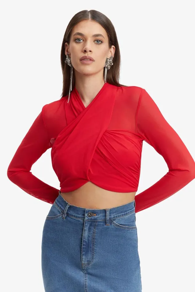 Women Shirts and Blouses Bardot Aliyah Top In Fire Red Fire Red