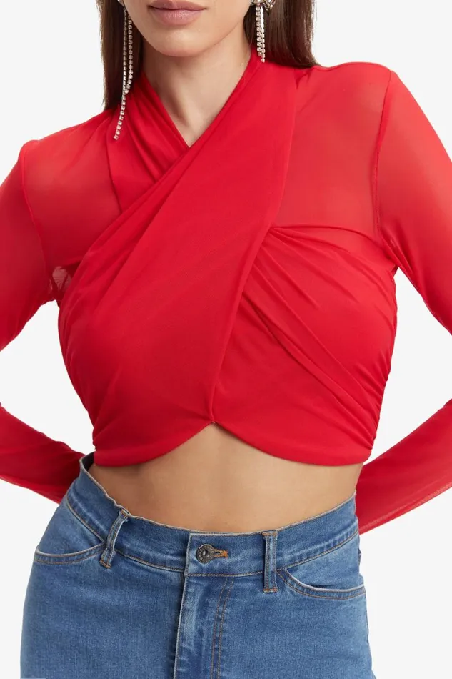 Women Shirts and Blouses Bardot Aliyah Top In Fire Red Fire Red