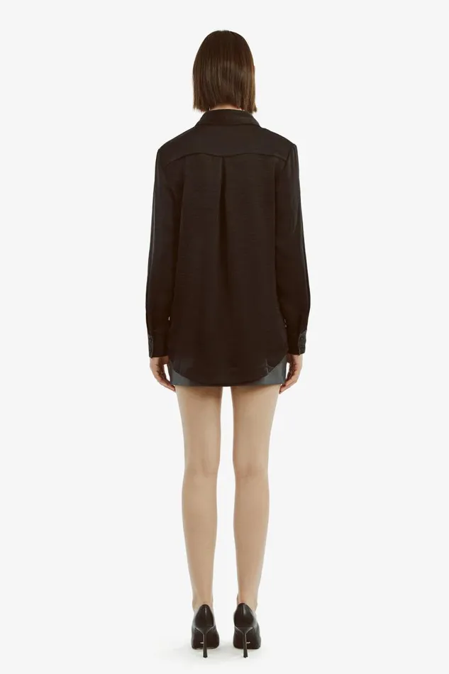 Women Shirts and Blouses Bardot Dinah Pintuck Satin Shirt In Black Black