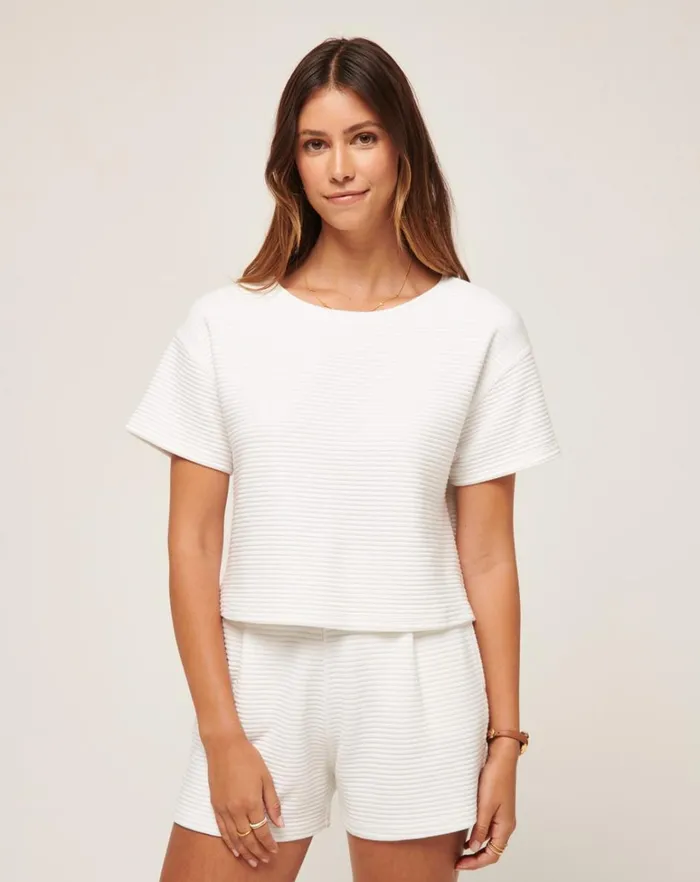 Women Shirts and Tops TravisMathew CHARTER CRUISE WIDE RIB TOP White