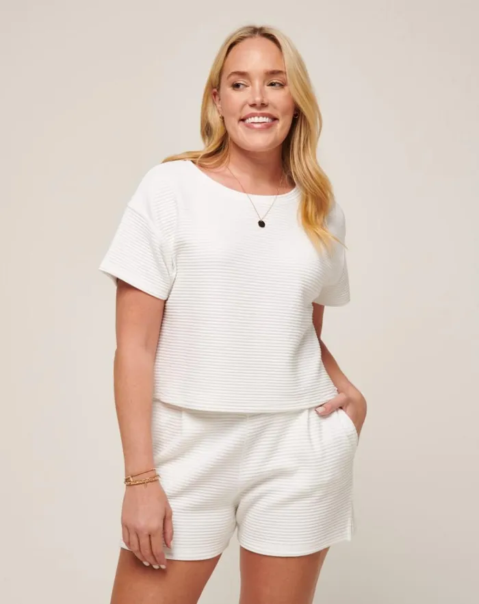 Women Shirts and Tops TravisMathew CHARTER CRUISE WIDE RIB TOP White