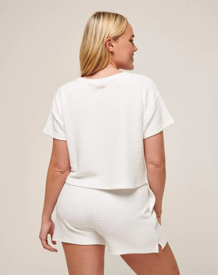 Women Shirts and Tops TravisMathew CHARTER CRUISE WIDE RIB TOP White