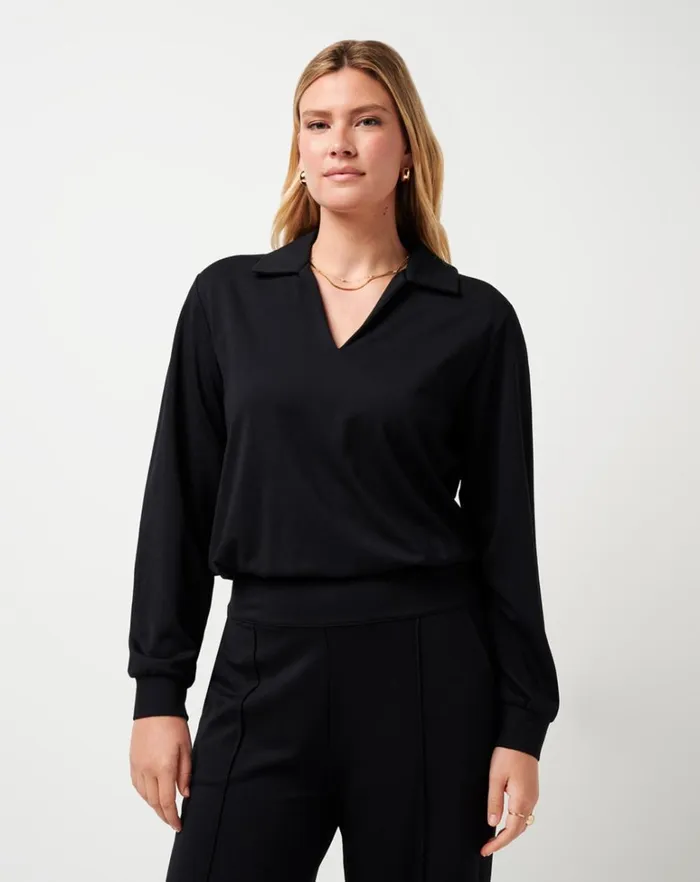 Women Shirts and Tops TravisMathew SPA DAY FRIDAY PONTE TOP Black Women Shirts and Tops TravisMathew SPA DAY FRIDAY PONTE TOP Black