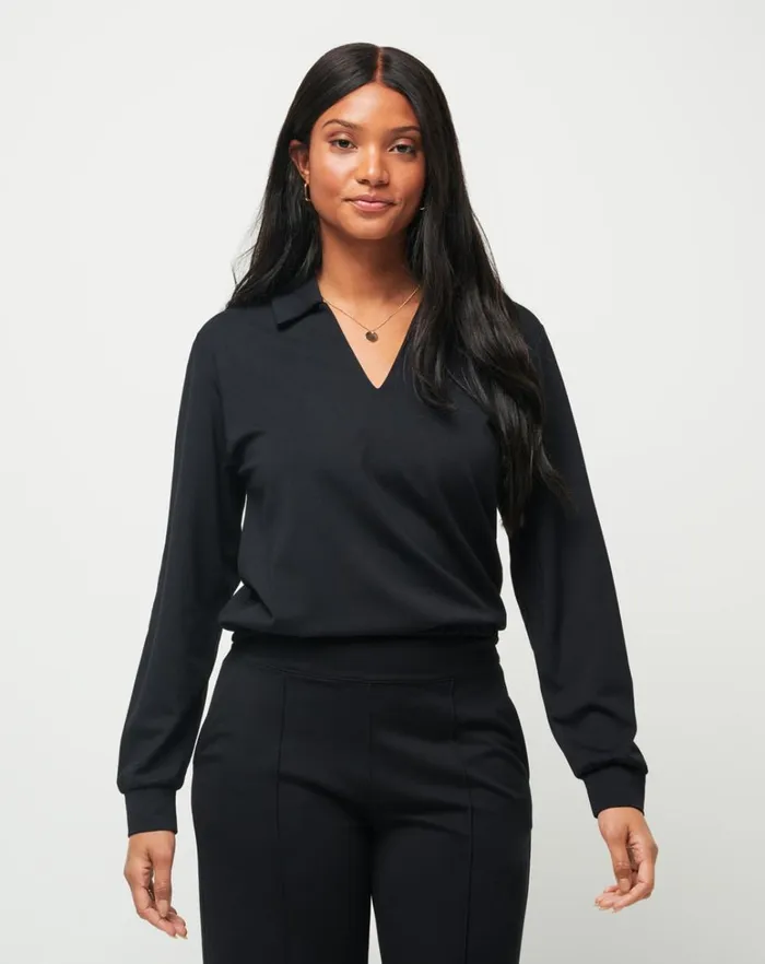 Women Shirts and Tops TravisMathew SPA DAY FRIDAY PONTE TOP Black Women Shirts and Tops TravisMathew SPA DAY FRIDAY PONTE TOP Black
