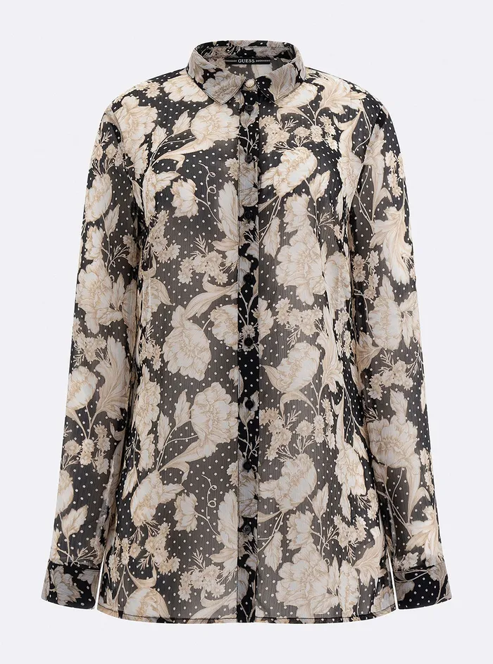 Women Shirts GUESS Eco Soiree Floral Print Clouis Shirt Women Shirts GUESS Eco Soiree Floral Print Clouis Shirt