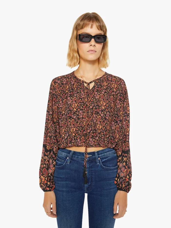 Women Shirts Mother Denim Amelia Top Petite Fleur Print Noire