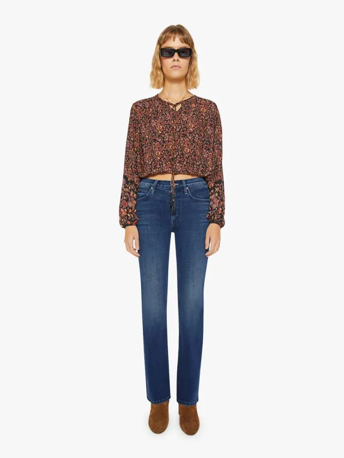 Women Shirts Mother Denim Amelia Top Petite Fleur Print Noire