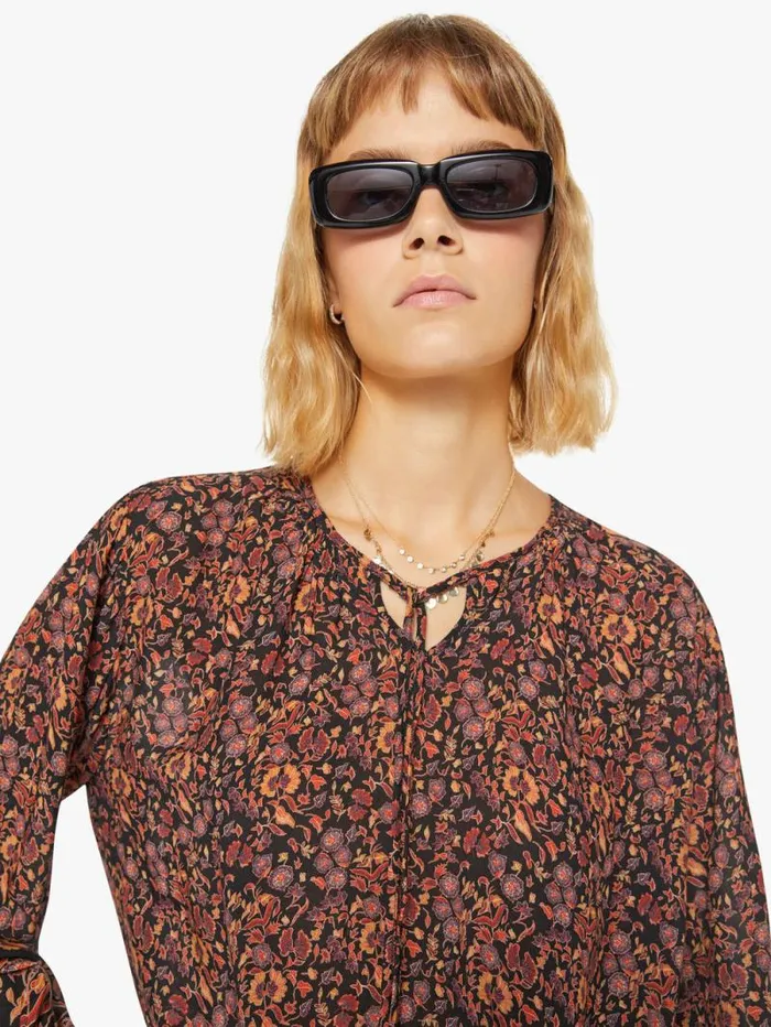 Women Shirts Mother Denim Amelia Top Petite Fleur Print Noire