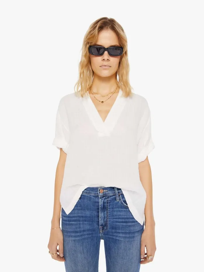 Women Shirts Mother Denim Avery Top White