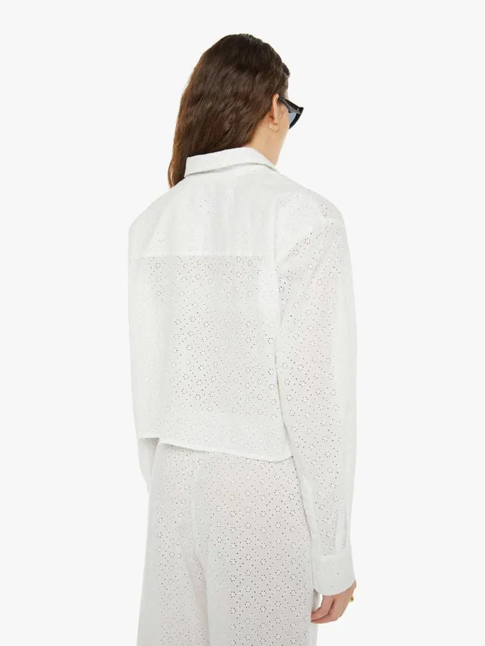 Women Shirts Mother Denim Cropped Button Up White