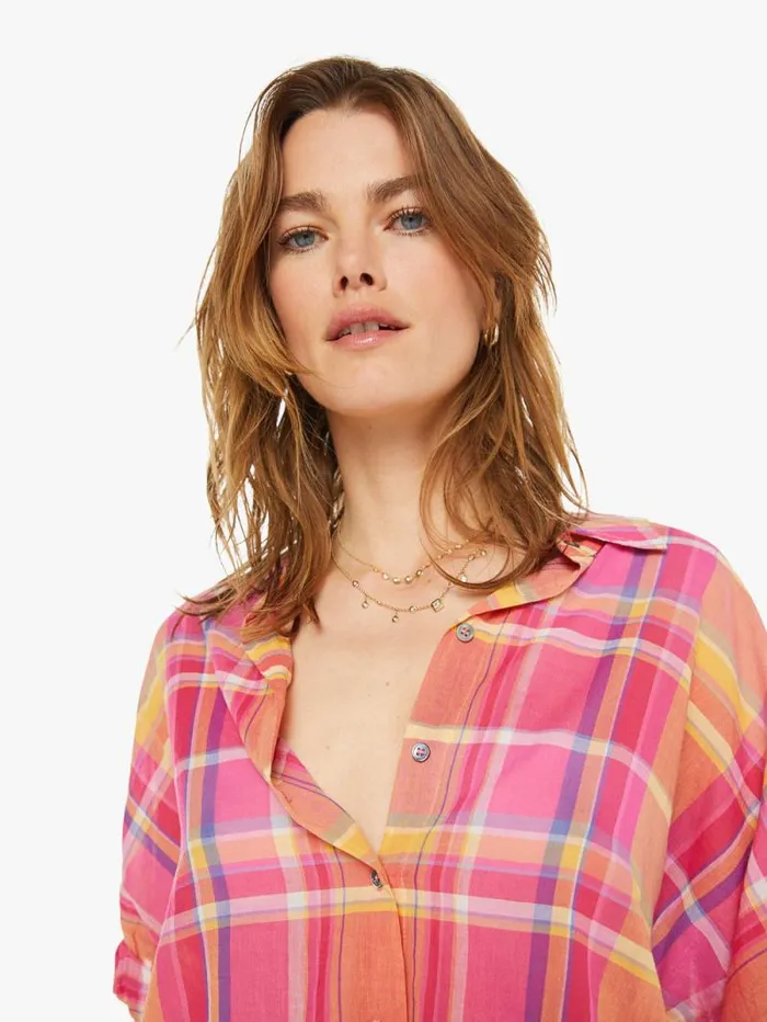 Women Shirts Mother Denim Teddy Shirt Coral Blaze