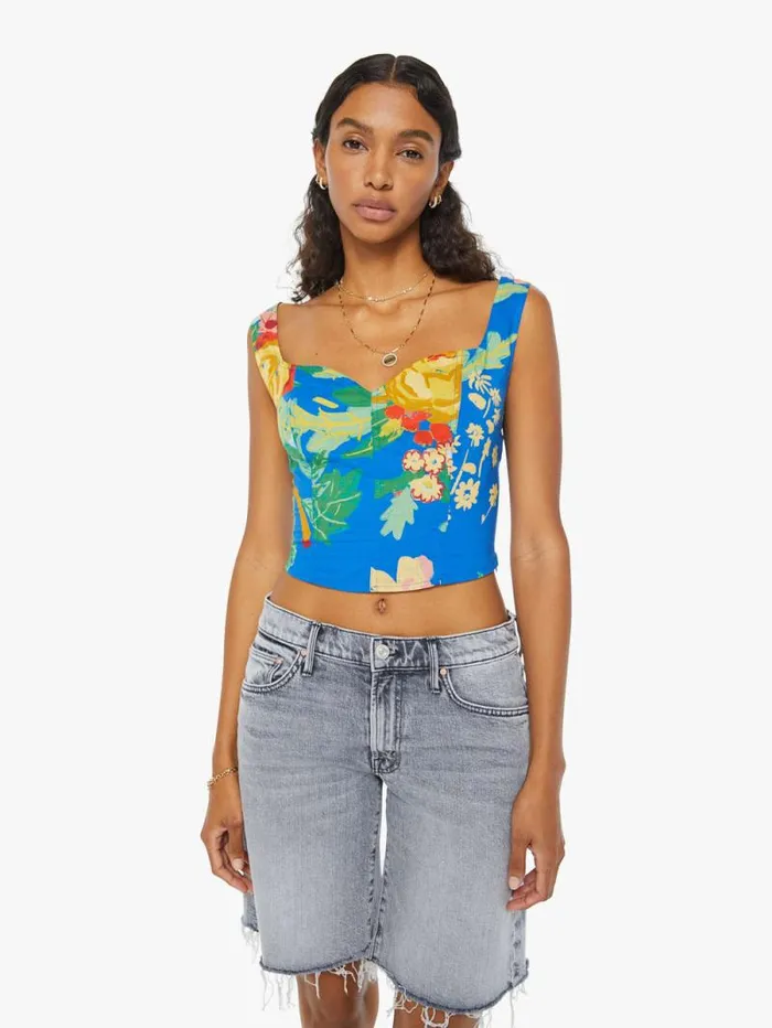 Women Shirts Mother Denim The Juggler Corset Blue turquoiseaqua