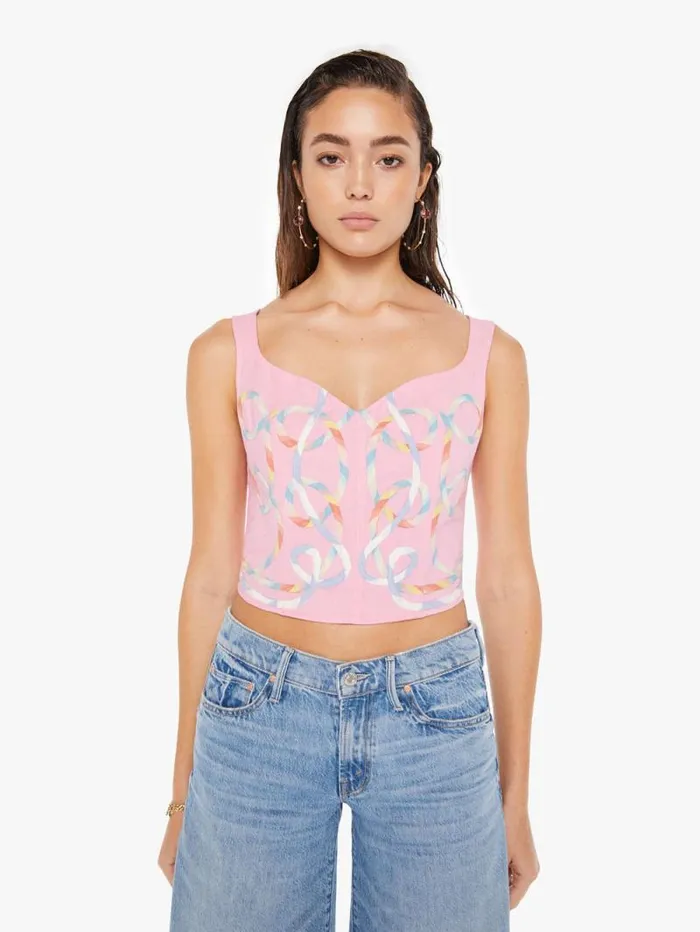 Women Shirts Mother Denim The Juggler Corset Pink