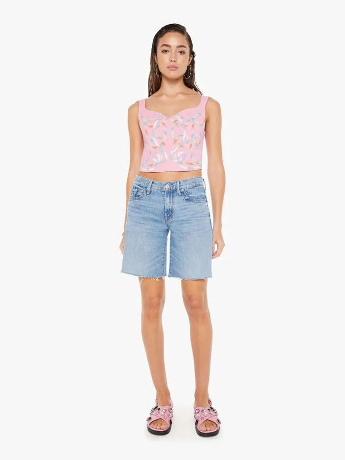Women Shirts Mother Denim The Juggler Corset Pink