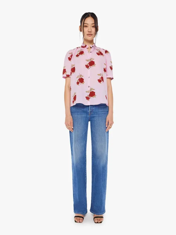 Women Shirts Mother Denim Winnie Shirt Pink Ruby