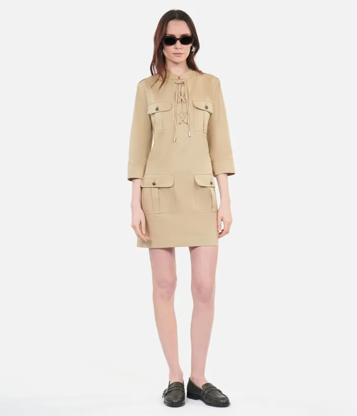 Women Short Beige Safari Dress THE KOOPLES Dresses and Jumpsuits