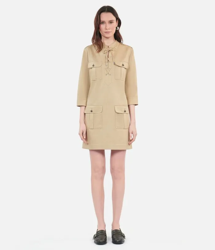 Women Short Beige Safari Dress THE KOOPLES Dresses and Jumpsuits