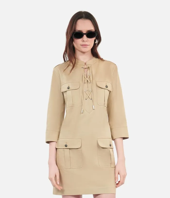 Women Short Beige Safari Dress THE KOOPLES Dresses and Jumpsuits