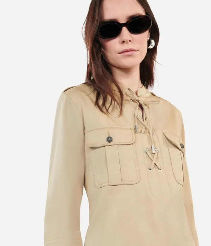 Women Short Beige Safari Dress THE KOOPLES Dresses and Jumpsuits