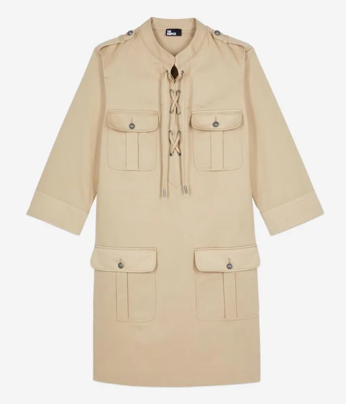 Women Short Beige Safari Dress THE KOOPLES Dresses and Jumpsuits