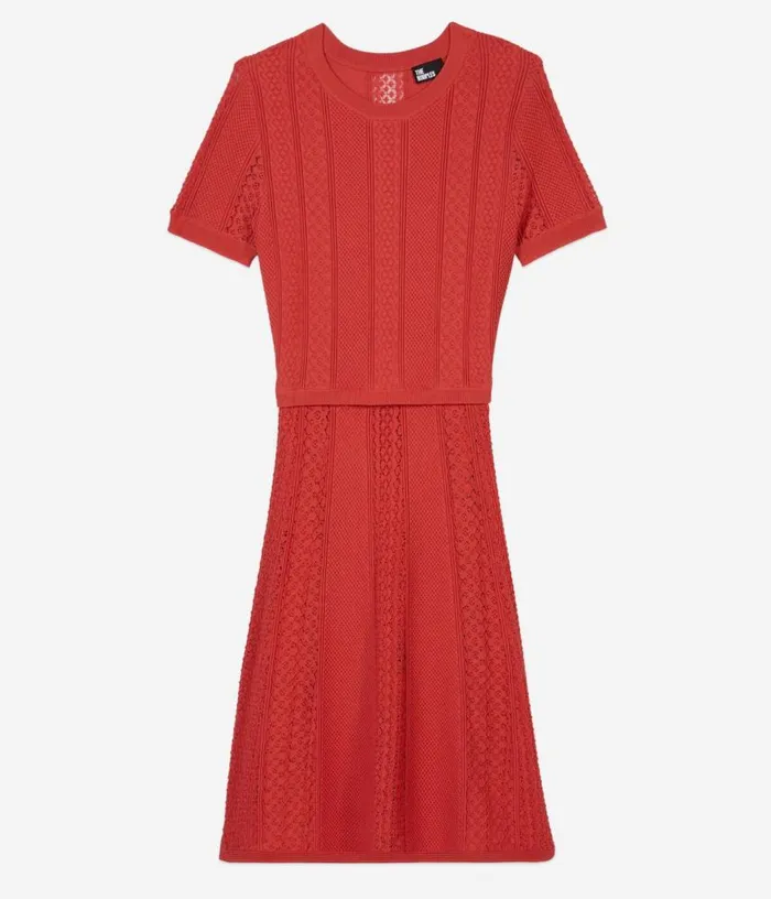 Women Short Red Openwork Knit Dress THE KOOPLES Dresses and Jumpsuits