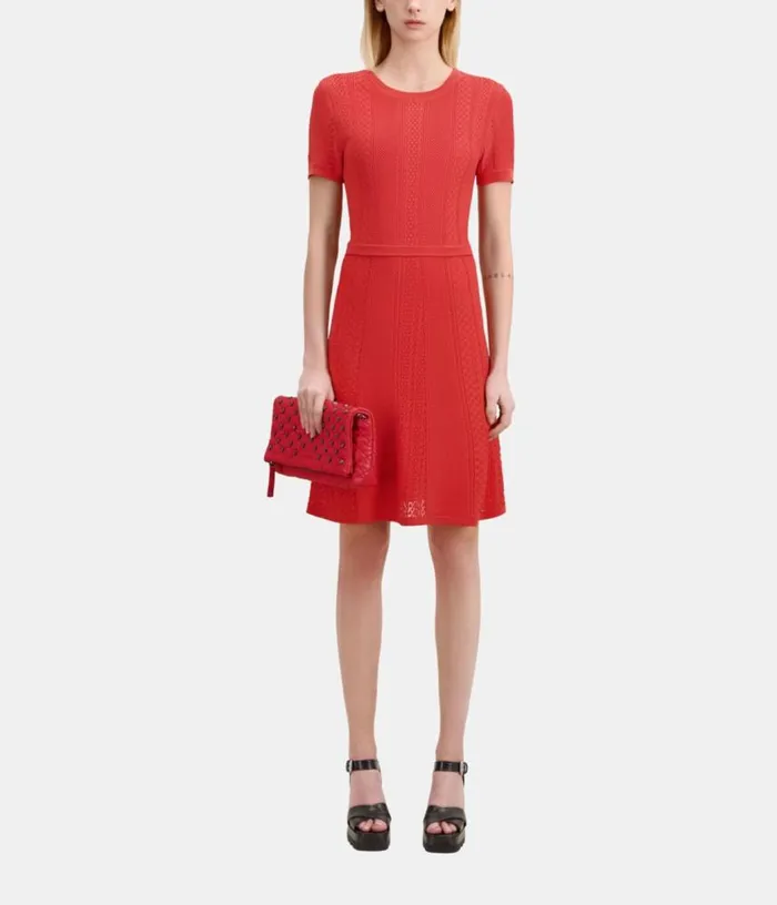 Women Short Red Openwork Knit Dress THE KOOPLES Dresses and Jumpsuits