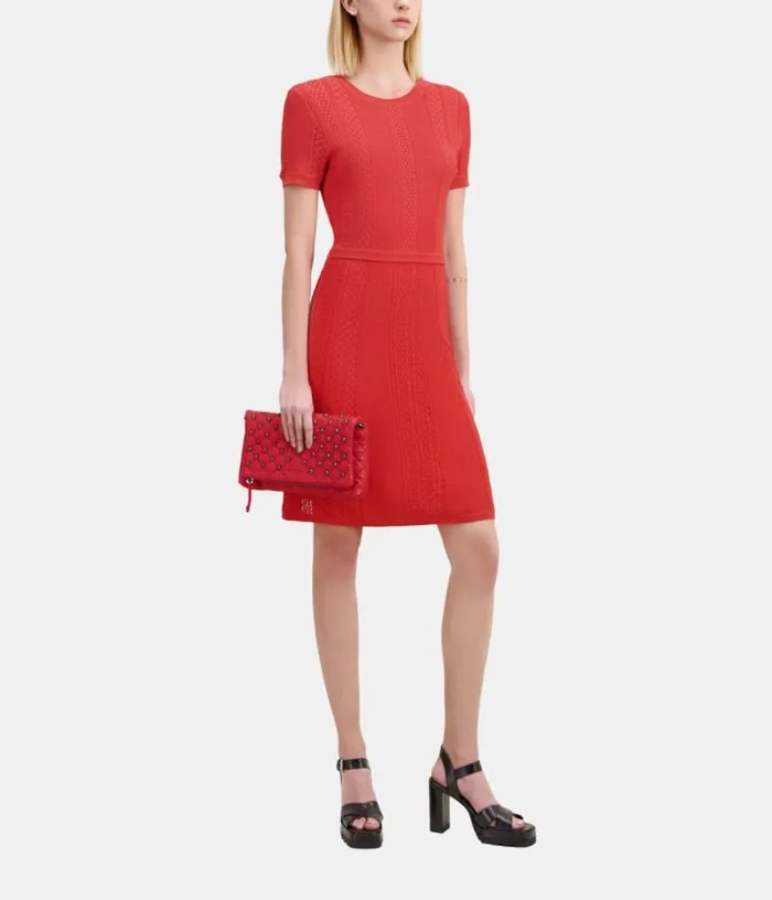 Women Short Red Openwork Knit Dress THE KOOPLES Dresses and Jumpsuits