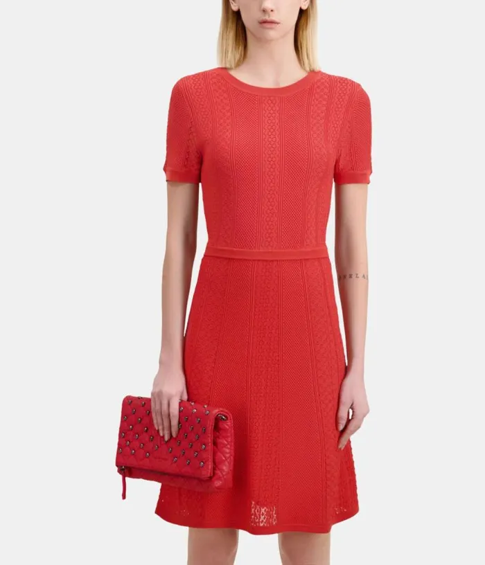 Women Short Red Openwork Knit Dress THE KOOPLES Dresses and Jumpsuits