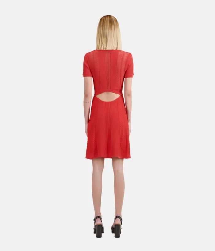 Women Short Red Openwork Knit Dress THE KOOPLES Dresses and Jumpsuits