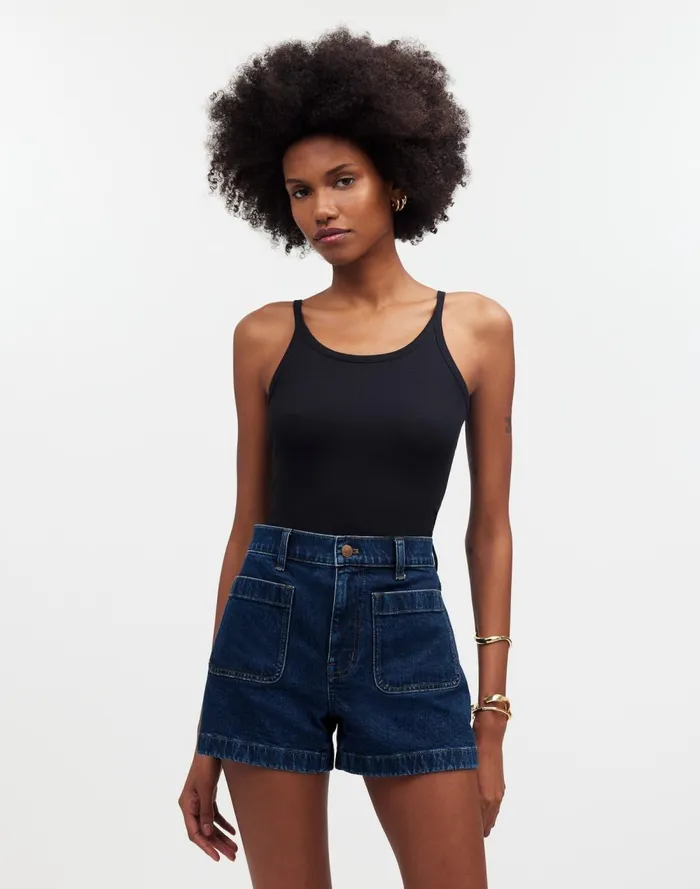 Women Shorts Madewell The Denim Emmett Short Patch Pocket Edition Stonegrove Wash