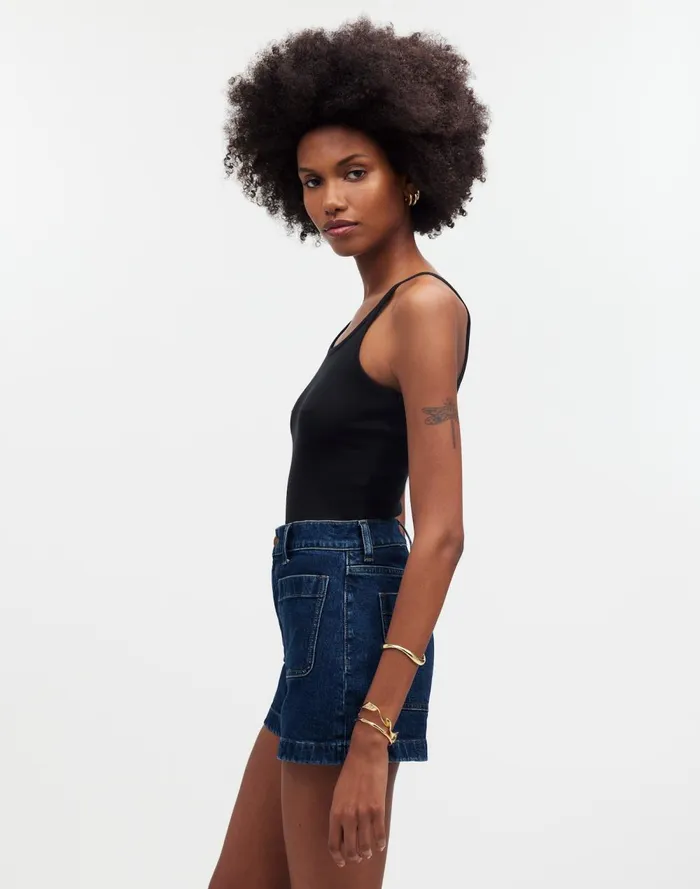 Women Shorts Madewell The Denim Emmett Short Patch Pocket Edition Stonegrove Wash
