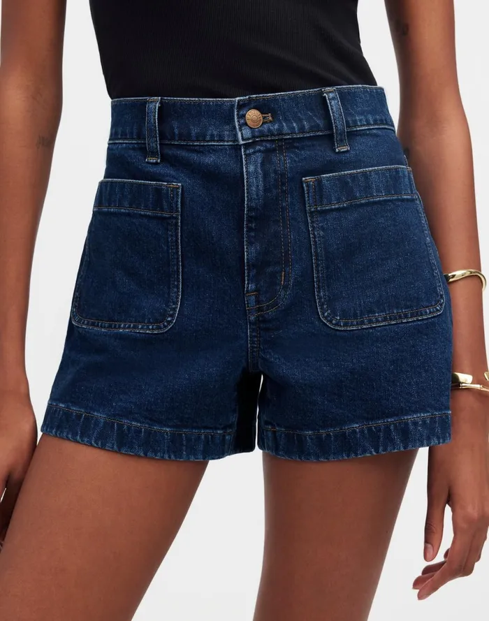 Women Shorts Madewell The Denim Emmett Short Patch Pocket Edition Stonegrove Wash