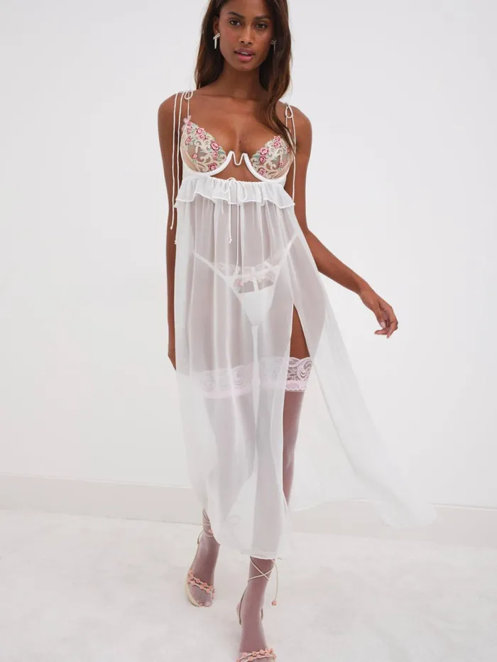 Women Siena Midi Slip Dress White For Love and Lemons Lingerie