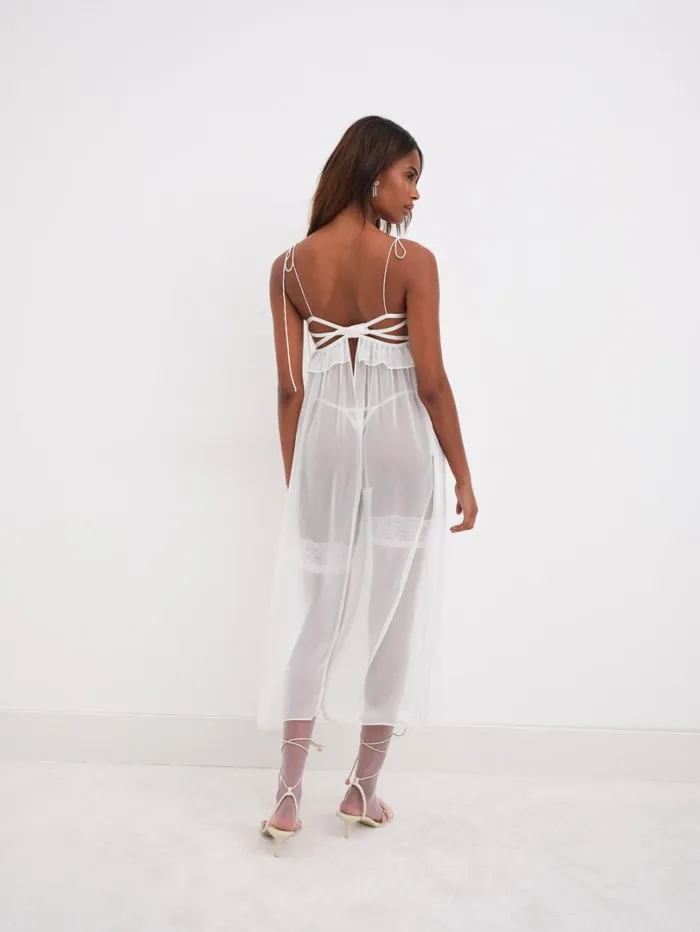 Women Siena Midi Slip Dress White For Love and Lemons Lingerie